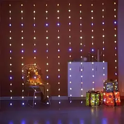 Гірлянда-штора XPRO Зіркопад USB 3х3 м, різнокольорова, 300 LED, 8 режимів світіння, IP44, пульт керування (234575729_313)