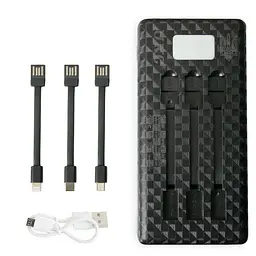 Повербанк на солнечной батарее Solar Power Bank UKC 20000mAh Черный, павер банк MicroUSB/Lightning/Type-C - миниатюра 3
