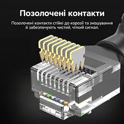 Патч-корд Ethernet Vention 0,5 м LAN-кабель Cat6A UTP штекери RJ45 8P8C на обох кінцях до 10 Гбіт/с за умови підтримки цієї швидкості мережевими портами обох пристроїв штекер під кутом 90° з поворотом на 360° зовнішній діаметр 2,8 мм чорний (IBOBD) - мініатюра 7