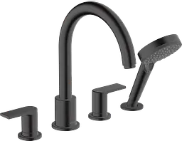 Змішувач Hansgrohe Vernis Blend врізний на край ванни на 4 отвори Matt Black 71456670 Чорний матовий