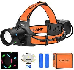 Ліхтар налобний NIGHT VISION Fluorescence BL-T210-TG 2x18650 1 режим ЗУ Type-C (47144-210_212) - мініатюра 2