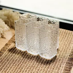 Набір склянок для напоїв Yiwu Matrix Glass 6 штук по 245 мл для лимонадів соку води коктейлів склянки скляні для напоїв HP-17-46 - мініатюра 2