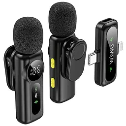Петличний бездротовий мікрофон WM007 Dual-mic (Lightning/Type-C) Black Wiwu teh0029567 - мініатюра 4
