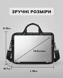 Шкіряна чоловіча сумка-портфель для документів та ноутбука чорна MK39848 Tiding Bag - мініатюра 7