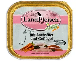 Консерви для котів LandFleisch Adult Cat Geflugel mit Lachs (птах, лосось) 100 г