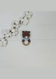 Брязкальце ручної роботи "Ведмедик" a.l.babybox Коричневий-блакитний