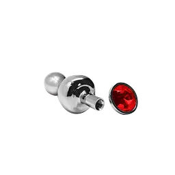 Анальна пробка з кристалом Wooomy Lollypop Double Ball Metal L, 10.5 см (червоний) - мініатюра 3
