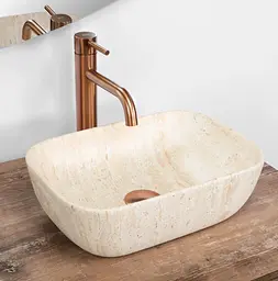 Умивальник Rea Belinda Mini накладний 36x25x11.5 см travertine matt REA-U4700 - мініатюра 2