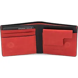 Портмоне Магніт, чорний з червоним GRANDE PELLE 11х9х2.5 см acs0032096 - мініатюра 2