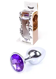 Металева анальна пробка з кристалом Boss Jewellery 7 см (фіолетова) - мініатюра 6