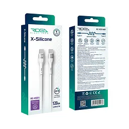 Кабель для зарядки USB Ridea RC-XS51 X-Silicone Type-C to Type-C 60W 20V/3A 1.2 м Белый - миниатюра 3