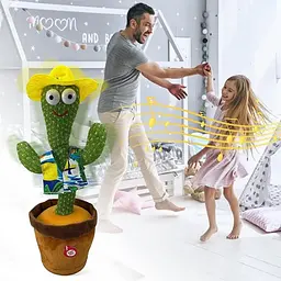 Яктус танцює, світло - музична іграшках, Dancing Cactus TikTok кактус у вазоні 34 см - мініатюра 5