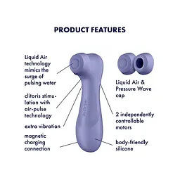 Вакуумний стимулятор клітора з вібрацією Satisfyer Pro 2 Generation 3 with Liquid Air (фіолетовий) - мініатюра 4