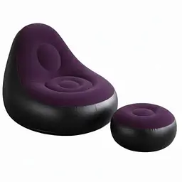 Надувне садове крісло з пуфиком Air Sofa Comfort велюрове 110 × 100 × 75 см  вініл з вологостійким флокованим покриттям Фіолетовий