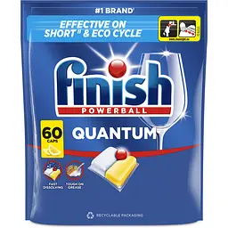 Засіб для миття посуду в посудомийних машинах Finish Quantum Лимон 60 капсул