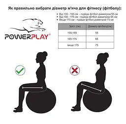 М'яч для фітнесу 4003 із насосом Power Play 75 см fit0016086 - мініатюра 4