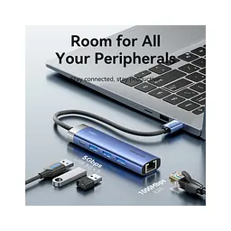 Концентратор Vention USB 3.0 to USB 3.0x3/RJ45/Type-C Hub Blue Aluminum Alloy 5-in-1 (TGFSB) - мініатюра 4