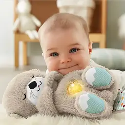 М'яка іграшка-нічник A-Toys Казкова видра з функцією дихання мелодія 30 см сіра - мініатюра 4