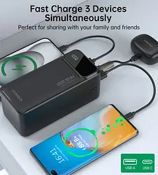 УМБ Choetech 50000mAh, 22,5W PD QC3.0, USB-C In/out, 2xUSB-A Li-pol чорна - мініатюра 6