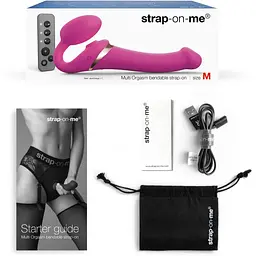 Безремінний вібрострапон з вакуумною стимуляцією Strap-On-Me MULTI ORGASM Fuchsia M - мініатюра 6