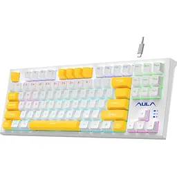 Клавіатура Aula F3032 keycaps plus 21 Yellow keys KRGD Red USB UA White (6948391204680) - мініатюра 2