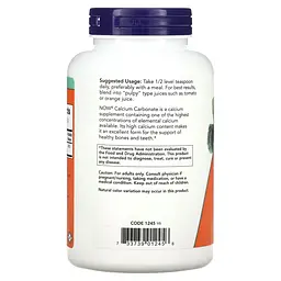 Вітаміни та мінерали NOW Calcium Carbonate Powder, 340 грам - мініатюра 3