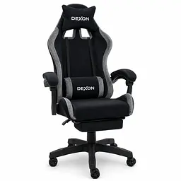 Геймерське крісло DEXON ONYX з підставкою для ніг, з велюру, Dark Grey