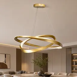 Світлодіодна люстра підвісна Artlight YDH2200/80+60GD з двома золотими кільцями, 80W