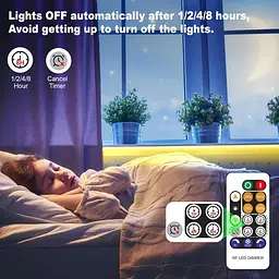 Світлодіодна стрічка Cob LED Strip Light 10 м з таймером, затемнювані стрічкові світильники з радіочастотним пультом дистанційного - мініатюра 3