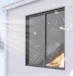Штора теплозберігаюча на липучках Сіра H 100 x 125 см - мініатюра 3