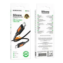 Кабель синхронізації Borofone BX114 Silicone Type-C to Type-C 60W/3A 1 м Black (35940_3605850) - мініатюра 3