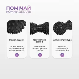 Масажний м'ячик EasyFit EF-1072-BK Goober із шипами чорний 16х6,5 см - мініатюра 4