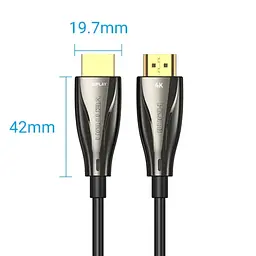 Кабель Vention HDMI M - M,50.0 м V2.0 Optical 4K 60Гц 18Gbps Dolby 7.1 PVC Black Zinc Alloy - мініатюра 3