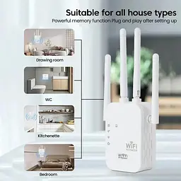 Репітер підсилювач сигналу ретранслятор Wi-Fi роутер 300Мбіт ∙ Wi-Fi ретранслятор 2.4G з 6 антенами - мініатюра 3