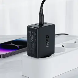 Мережевий зарядний пристрій Acefast A41 USB/2 Type-C QC PD PD65W GaN чорний - мініатюра 5