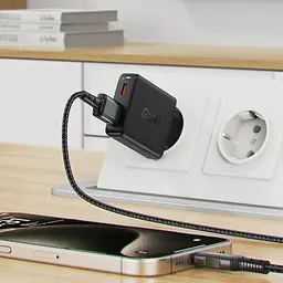 Зарядний пристрій Acefast A69 USB/ Type-C QC PD 30W GaN чорний - мініатюра 2