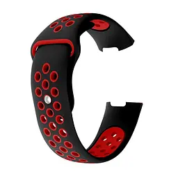 Силіконовий ремінець Primo з перфорацією для фітнес браслета Fitbit Charge 3/4 Black Red/розмір S - мініатюра 3