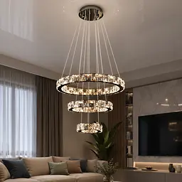 Світлодіодна люстра Splendid Ray L50604J/500+350+200/3 LED з кришталем, хром, 100 Вт, з пультом і димером - мініатюра 2