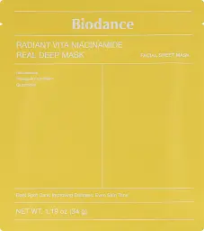 Маска для обличчя Biodance Radiant Vita Niacinamide Real Deep Mask нічна гідрогелева з вітаміном і ніацинамідом 34 г