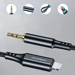 Кабель AUX Lightning - TRS Audio 3.5мм M/M 1м Choetech - мініатюра 3