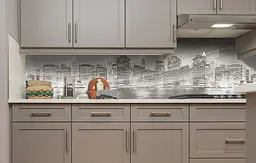 Кухонний фартух Туманний вітер вінілова наклейка для кухні ПВХ Місто Хмарочоси Сірий Happy Pocket Z181395 - мініатюра 4