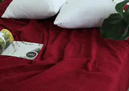 Простирадло-покривало Tag Tekstil піке 160х235 см. Косичка бордо - мініатюра 4