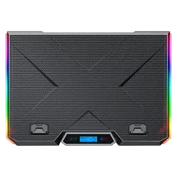 Підставка для ноутбука до 18" GamePro CP890, Black, RGB підсвічування, 6 x 70 мм вентилятор (2500 rpm), LCD-дисплей, метал/пластик, 2xUSB 2.0, 396 х 286 х 28 мм, 1000 г, регулювання швидкості вентиляторів та кута нахилу - мініатюра 2