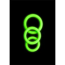 Набір ерекційних кілець Ouch! Glow in the Dark, 3 шт. (неоновий зелений) - мініатюра 3