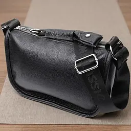 Жіноча сумка із заокругленими краями з натуральної шкіри Vintage 22253 чорна