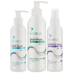 Уцінка. Набір для волосся Soika 3в1: шампунь + бальзам + спрей-термозахист  - мініатюра 3