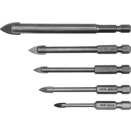 Набір свердел по склу і кераміці Sthor 4-10 мм HEX-1/4, 5 шт. (21709) - мініатюра 3