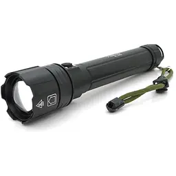 Ліхтар ручний Bailong BL-L-6-P90, 1LED P90, 50W, 3 режими, ZOOM, 2х18650/12800 Black, IP44, кабель USB-micro, 230х50х32мм, BOX