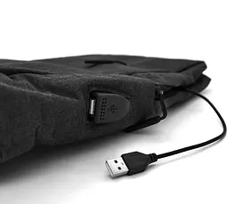 Рюкзак для ноутбука Voltronic T2 15.6 , нейлон, выход под USB-кабель, черный - мініатюра 3