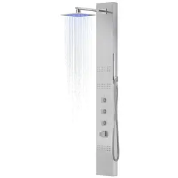 Душова панель Corsan Neo inox LED з термостатом S060TSLLED, Нержавіюча сталь - мініатюра 4